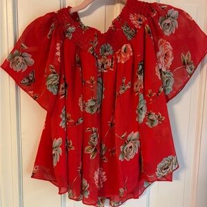 Floral Red Women's Top
